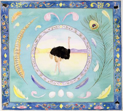 Ostrich (month of August from a calendar) by Vivika Alexander